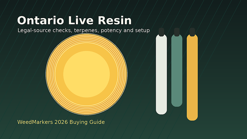 Illustrated live resin jar and vape cartridges for an Ontario buying guide